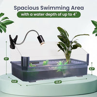 Large Turtle Tank Kit for Aquatic Turtles – Complete Starter Habitat with Filter, UVB Lamp, Basking Platform, Plants, Feeding Ring – Turtle Aquarium Kit (Black)