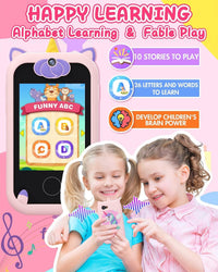 Joozfee kids smart phone toy in pink with unicorn design, dual camera and lanyard - view 4