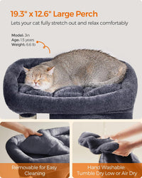Feandrea Cat Tree, Plush Kitten Condo - M (19.3"L x 12.6"W x 29.1"H) / Smoky Gray - image 3