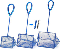 2 Pack Aquarium Fish Net Fine Mesh Quick Catch Tank Skimmer 5 Inch – Essentials for Fish - Blue / Multi-Size Set: 4"/5"/6" (3-Pack)