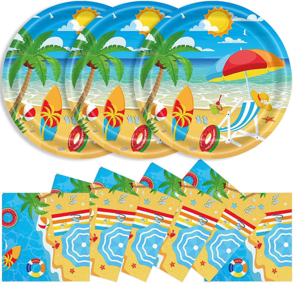 40 Pcs Basketball Plates and Napkins Set - Beach