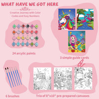 Jovial & Joyful kids paint by number kit with three framed animal canvases and paint pots - view 18
