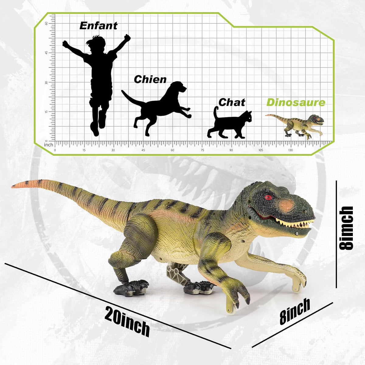 VERTOY Remote Control Dinosaur Toys for Kids - Green T-rex - image 2