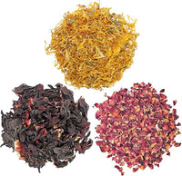 Exotic Nutrition Flower Treat 3 Pack - Healthy Assortment - Hibiscus, Calendula, Rose - for Squirrels, Guinea Pigs, Rabbits, Chinchillas, Prairie Dogs, Degus, Hamster, Gerbils, & Other Herbivores