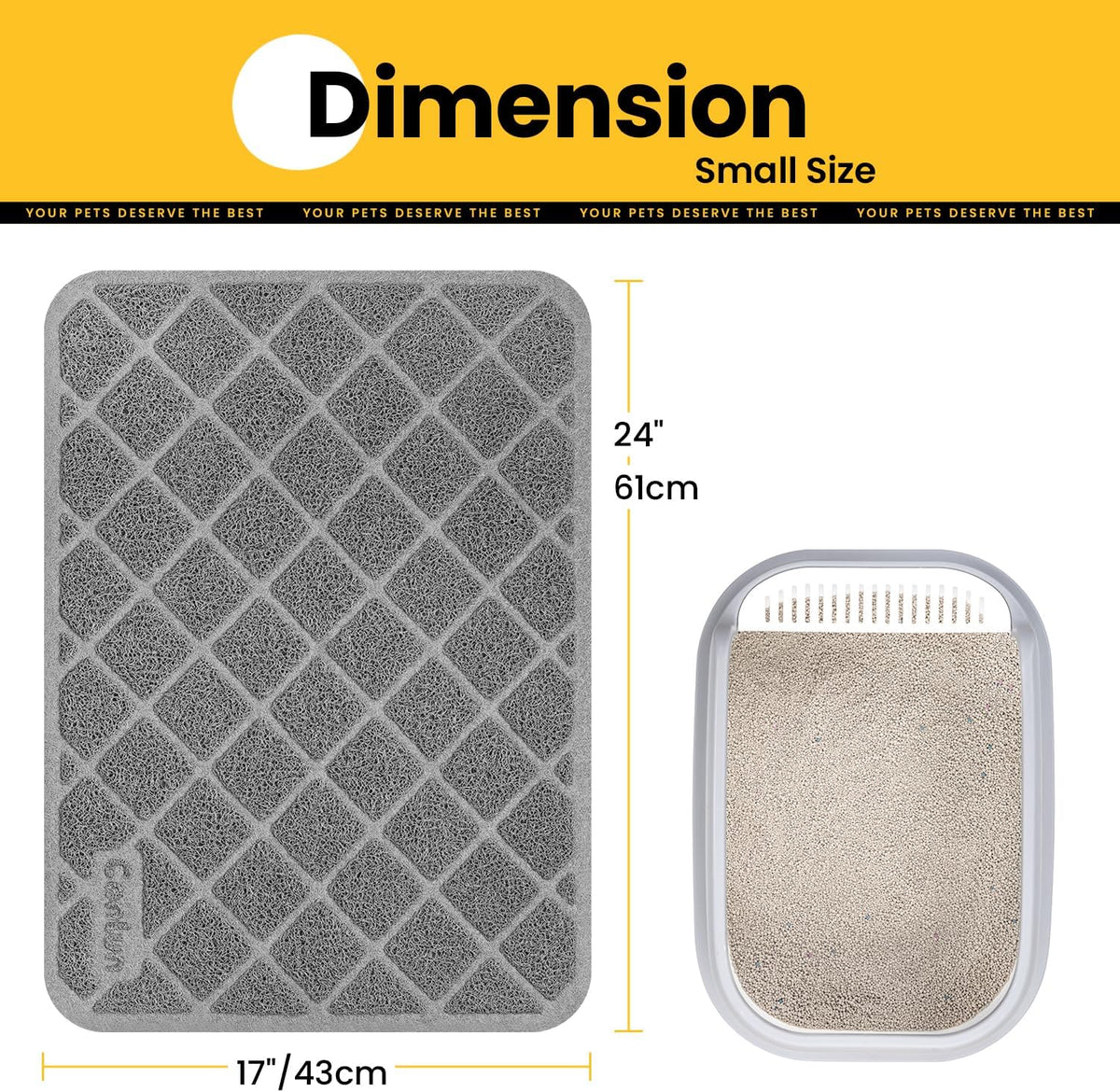 Conlun Cat Litter Mat Litter Trapping Mat - Grey / Small (24" x 17") - image 2