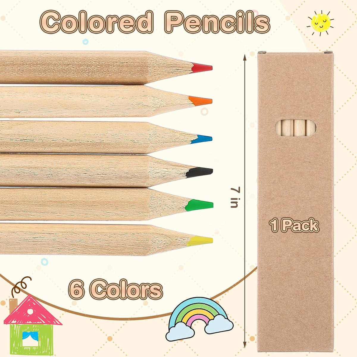 Ctosree mini colored pencils in kraft boxes, 6 natural wood pencils per box - view 19