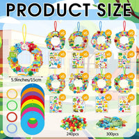 Hollowfly Thanksgiving paper wreath craft kits with gem stickers, ribbons and wool balls - view 36