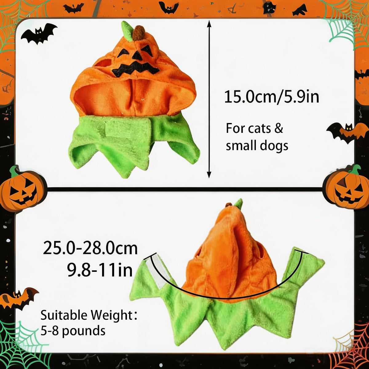 Orgrimmar Halloween Pumpkin Kitty Cat Hat Cosplay Cap Collar Costume - image 2