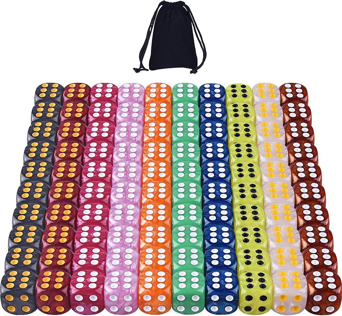 AUSTOR 100 Pcs 6 Sided Game Dice Set - 100 Pieces Round C