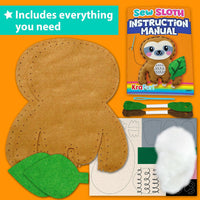 KRAFUN Beginner Sewing Kit, Sew Kitten & Mouse, Pre-Cut Felt - Sloth - image 2