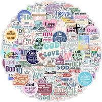 Krazy4K 100 pack waterproof vinyl Christian stickers with faith and Bible verse messages - view 2