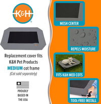 K&H Outdoor Elevated Dog Bed Pet Cot Replacement Cover - Gray/Black Mesh / Medium (Pack of 1) - image 4