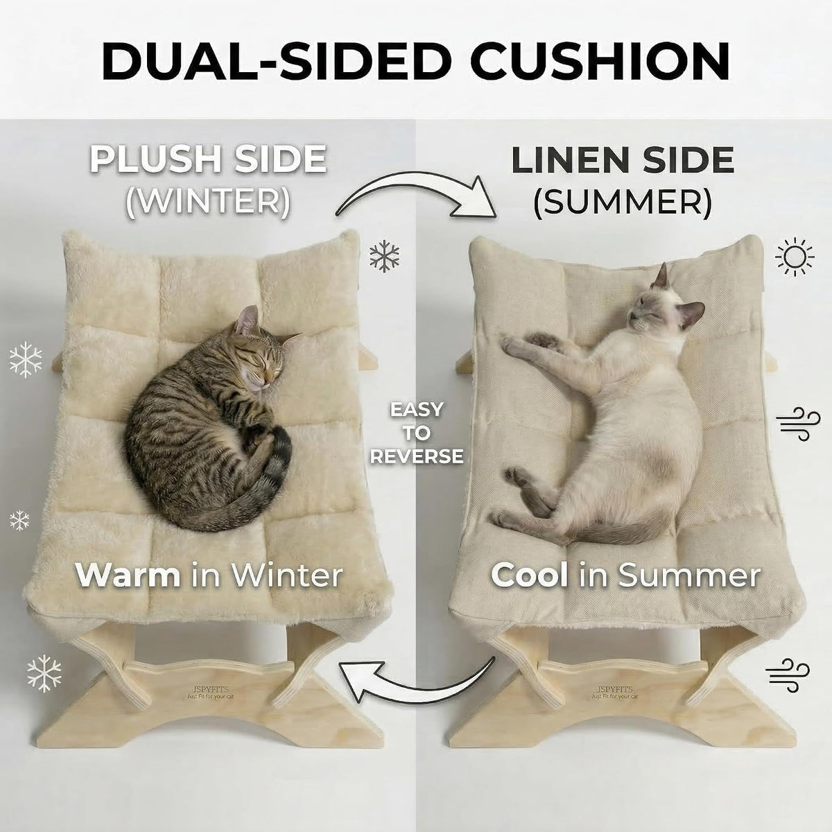 JSPYFITS Cat Cage Hammock with Ball - Chic Beige - image 2