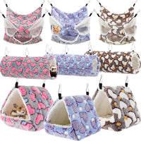 Abbylike 9 Pieces Rat Hammock 3 Tier Guinea Pig Ferret Hammocks Small - Purple, Brown, Gray / Heart