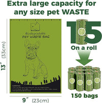 Biodegradable Dog Poop Bags 150 Count 10 Rolls with Dispenser, Thicken and Leak Proof Poop Bag Holders for Leashes(Scented)