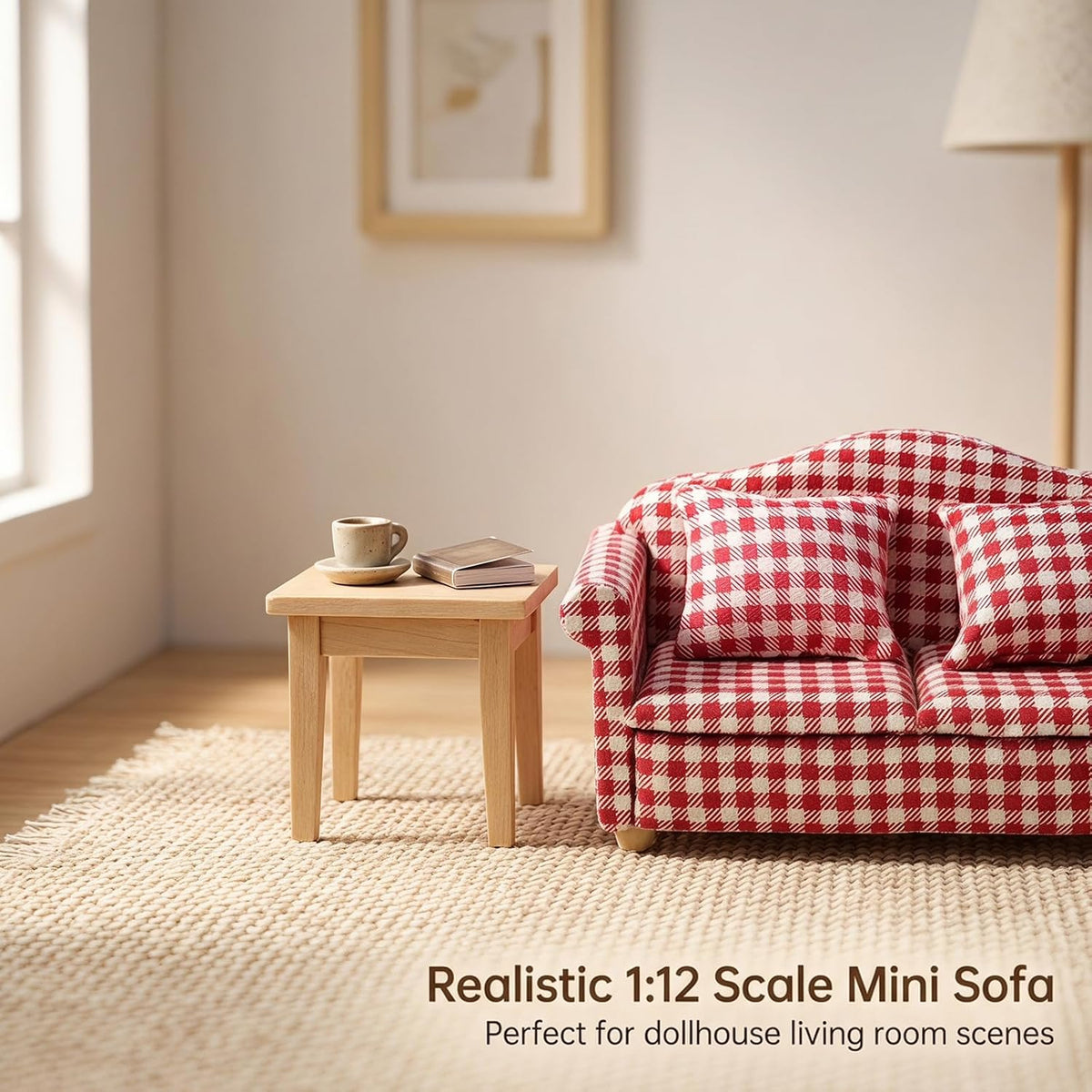 Cutemini white 1/12 scale dollhouse loveseat couch with pillows - view 26