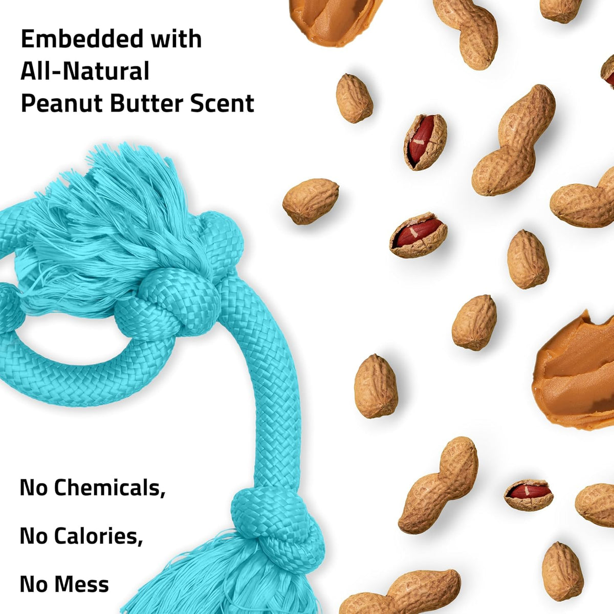 Playology Tug Rope Dog Toys for Large Dogs, Peanut Butter Scent - Mega / Peanut Butter - image 4