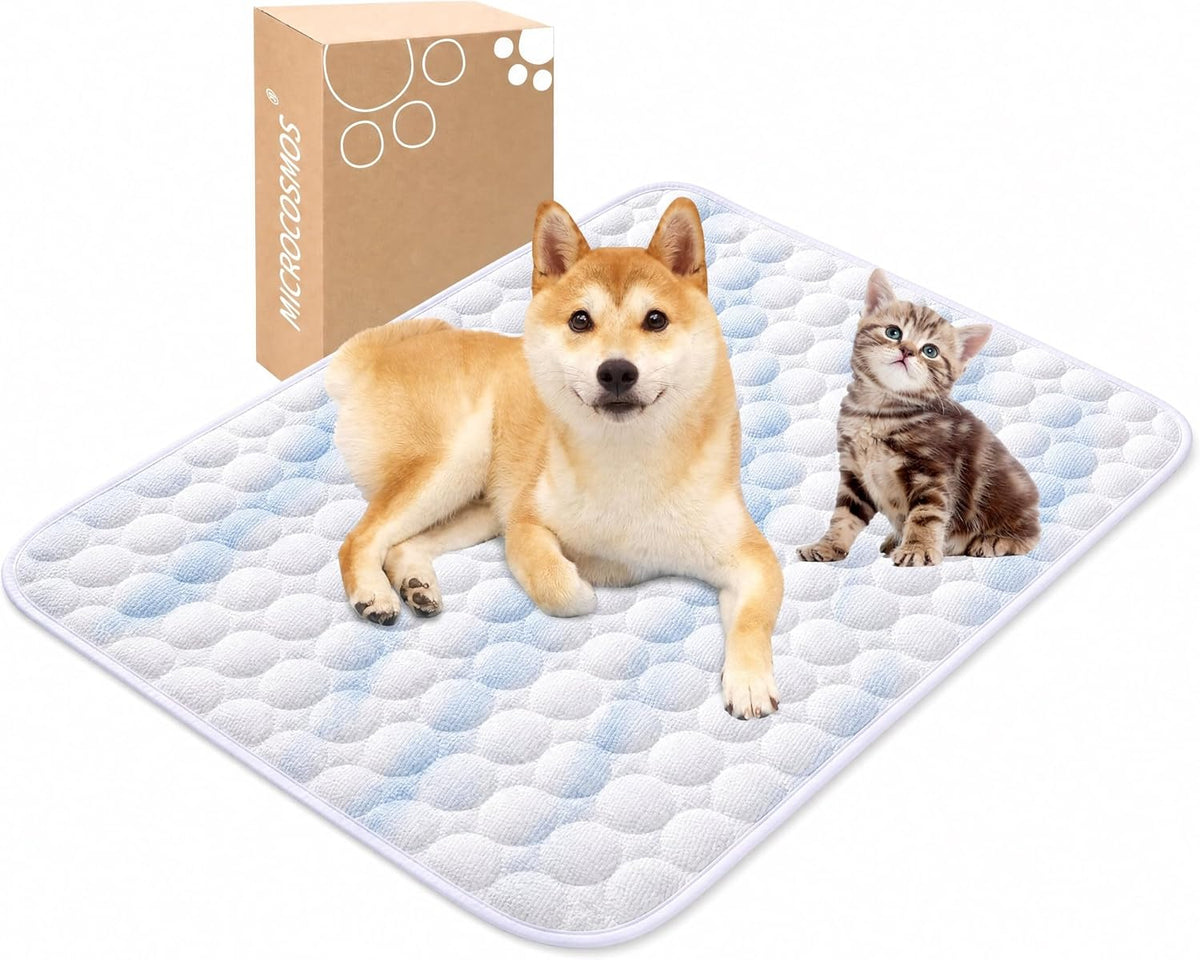 MICROCOSMOS Summer Cooling Mat & Sleeping Pad - 40" x 28" / Blue White