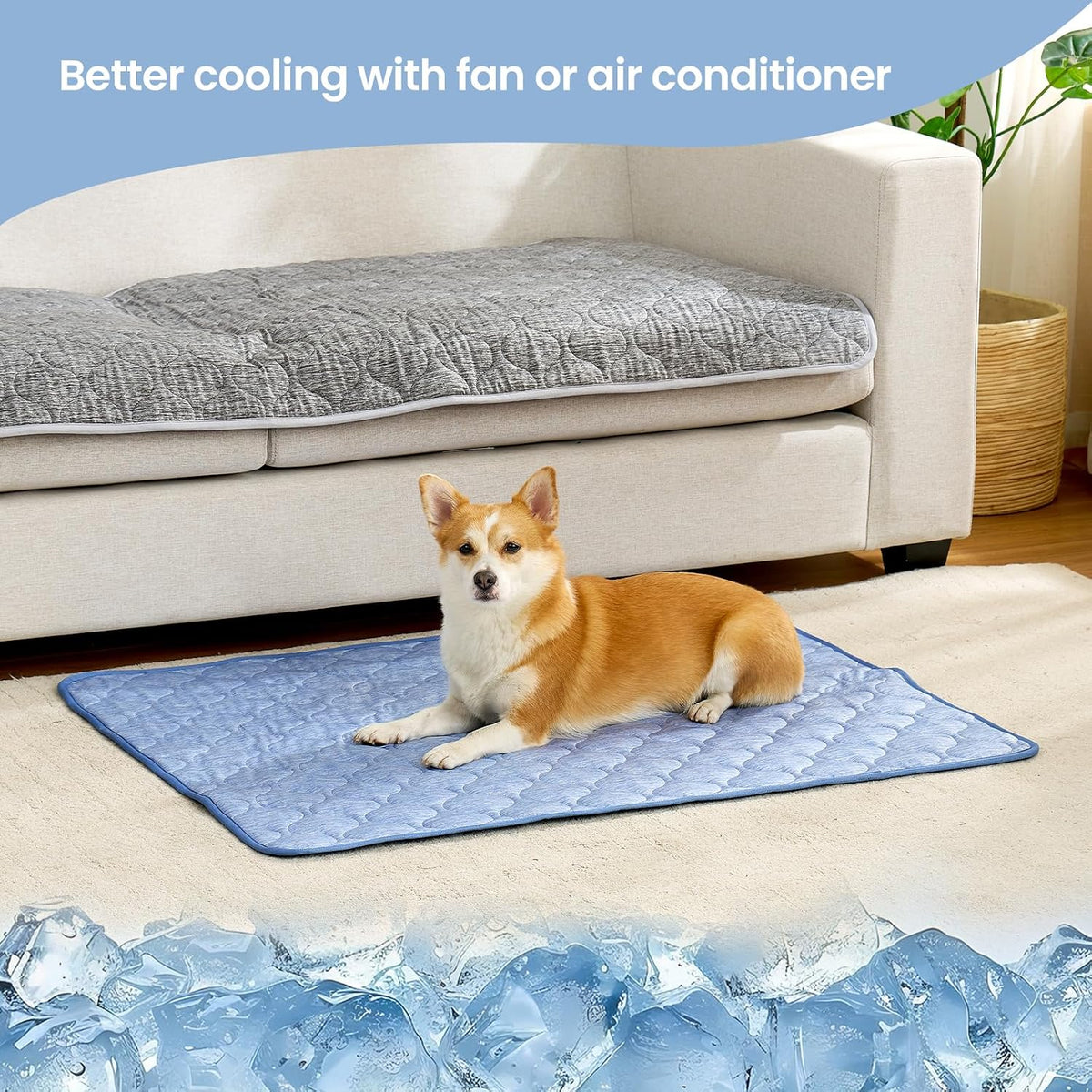 Cozy Bliss Leakproof Cooling Blanket for Large Dogs, Q-Max 0.5 - Heather Haze Blue / 30*70 - image 4