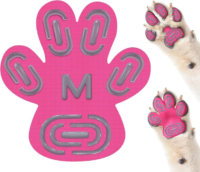 Non-Slip Dog Paw Protector Pads for Senior Dogs, Dog Paw Adhesive Pads on Hardwood Floor,Senior Pets Essentials with Strong Traction,Puppy Grippers,Pink,12 Sets 48 pc M