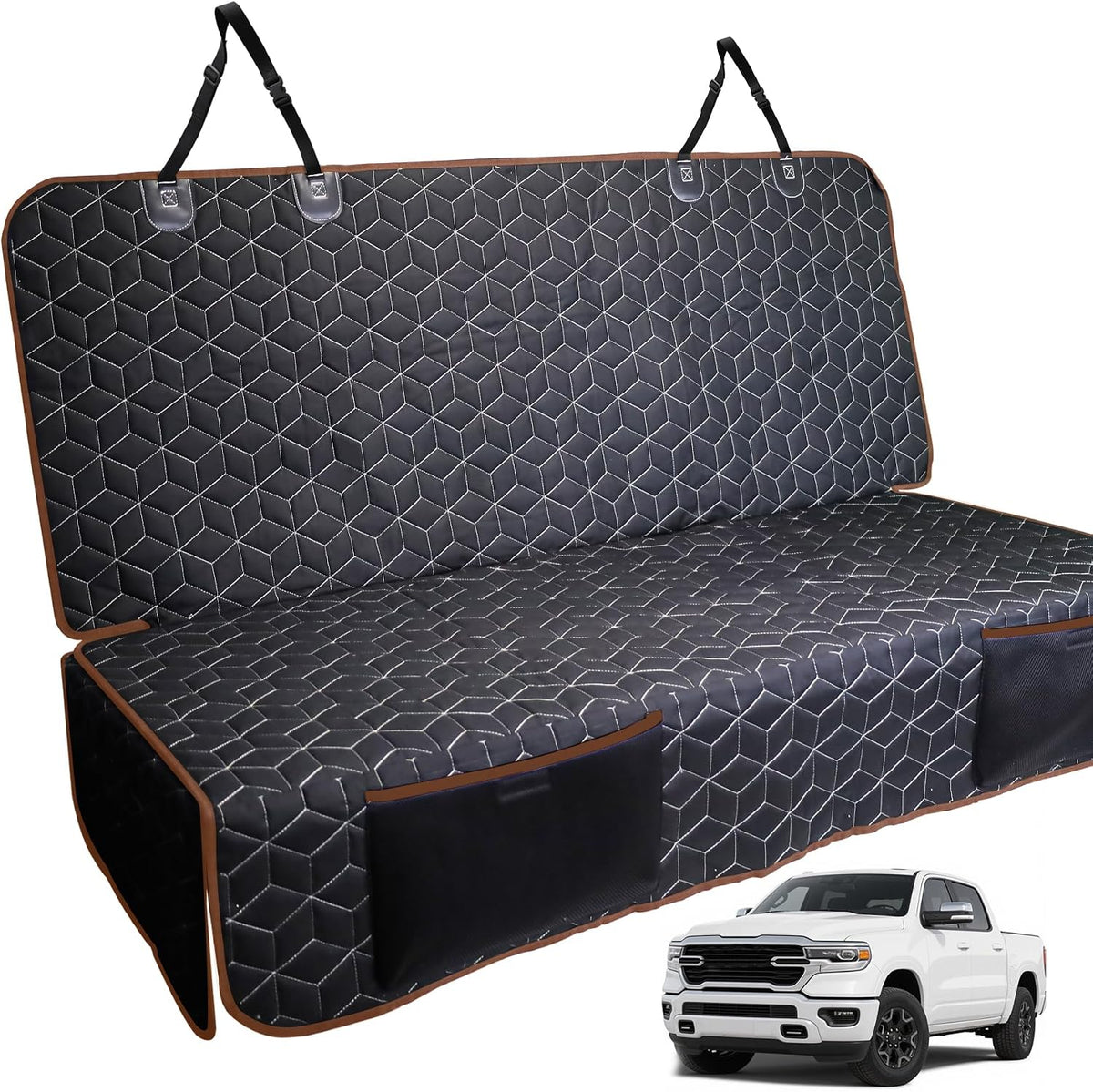 Dog Car Seat Covers for Back Seat - Bench-61"W / Brown