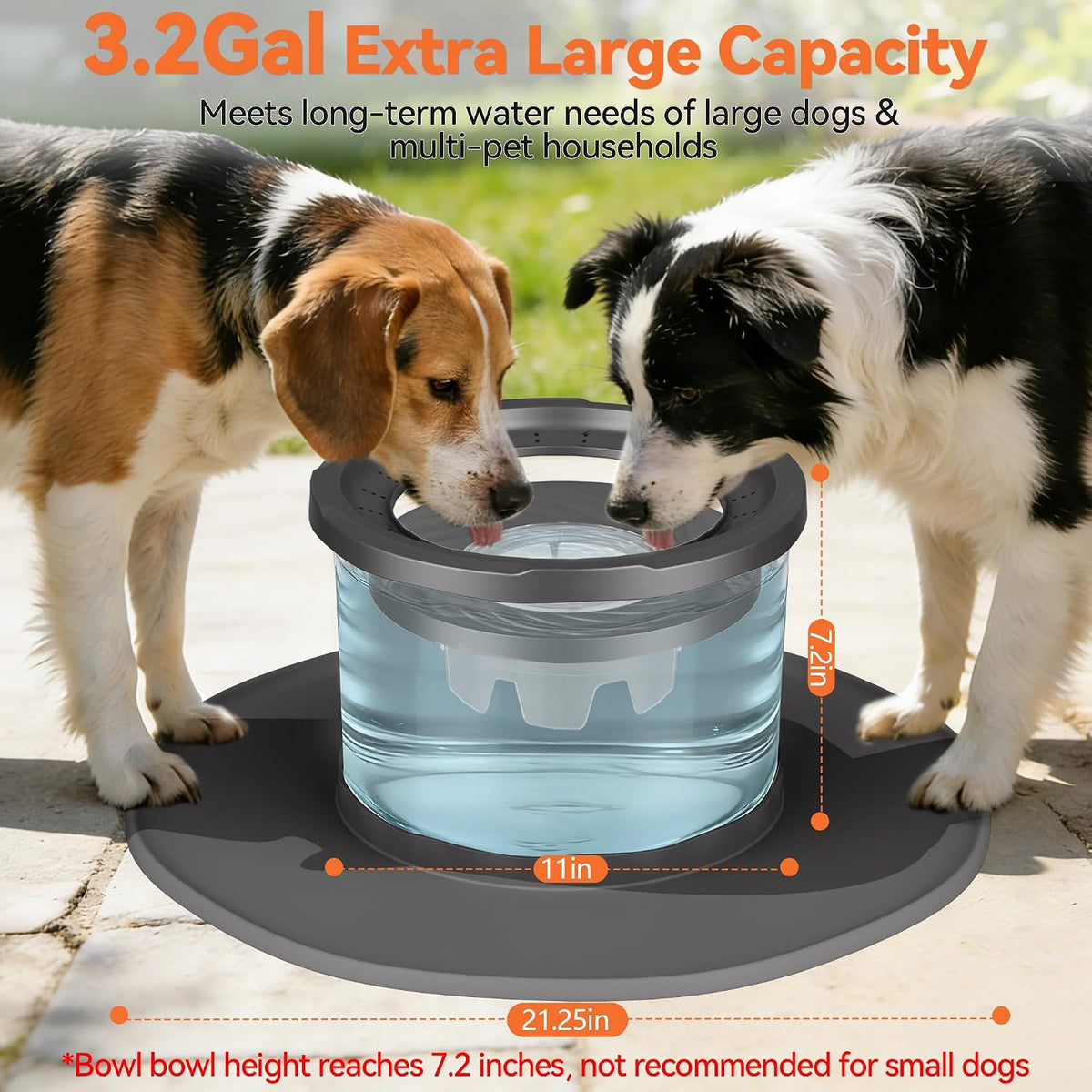 12L No Spill Stainless Steel Dog Water Bowl for Large Dogs – Essentials for Dogs - Grey - image 2