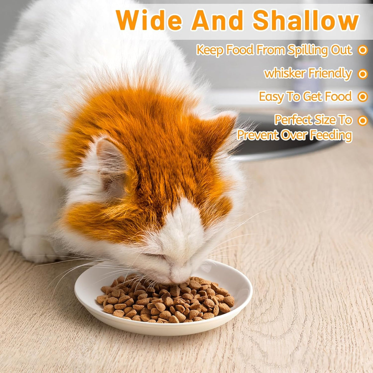 Ceramic Cat Bowls, Raised, Whisker Friendly - basic dish，6 pack / fishbone+cat paw - image 2
