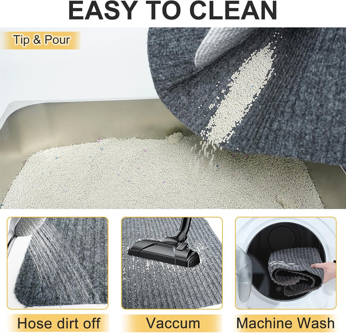 Cat Litter Mat, 20" x 28" Litter Trapping Mat, Waterproof – Daily Care for Cats - Grey / 32x45 Inch (Pack of 1) - image 3