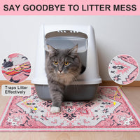 Cat Litter Mat, 20" x 28" Litter Trapping Mat, Waterproof – Daily Care for Cats - Retro_pink / 20x28 Inch (Pack of 1) - image 2