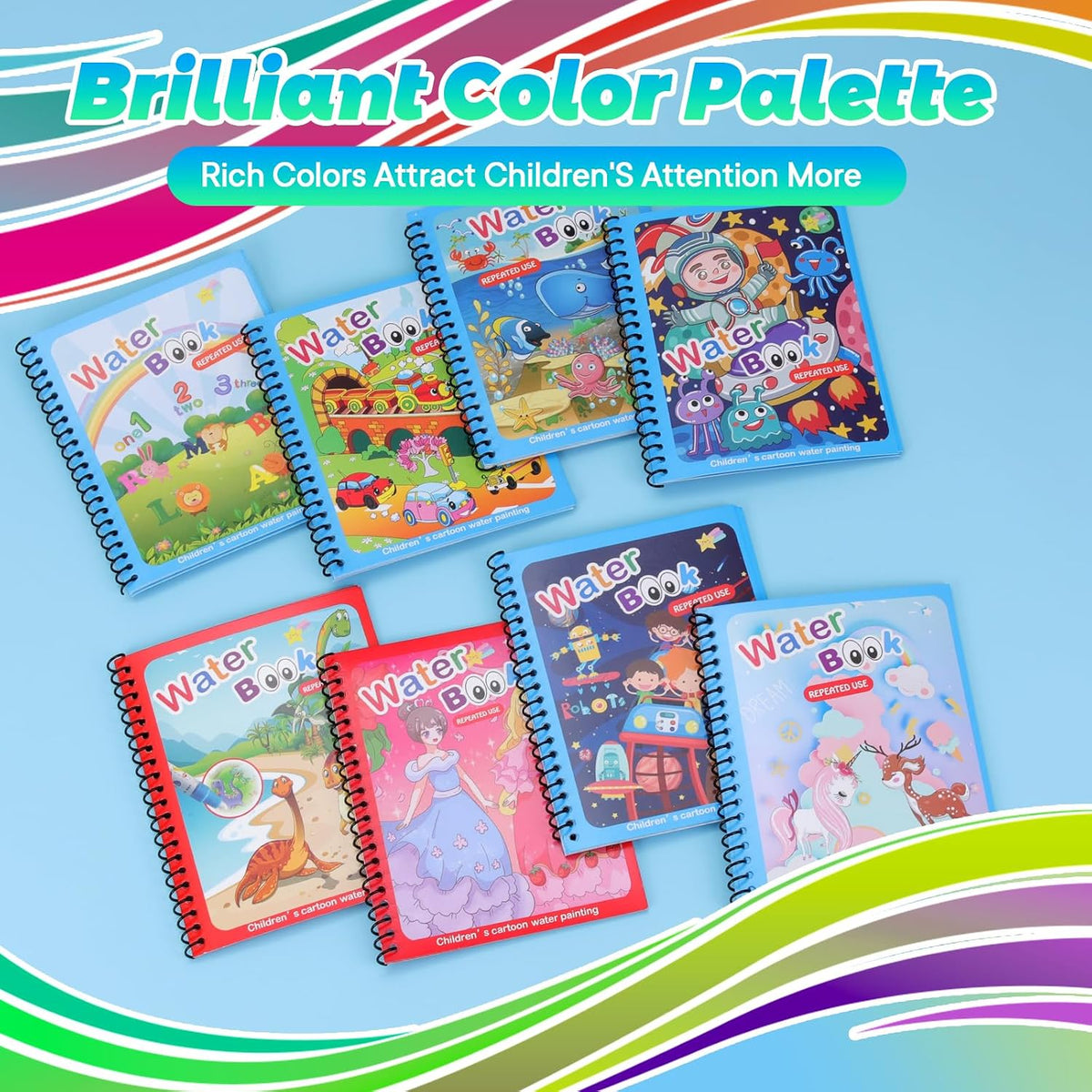 5 Pack Reusable Water Coloring Book for Toddlers – Fun for Kids & Family - Coloring Book / 8 Pack - image 2