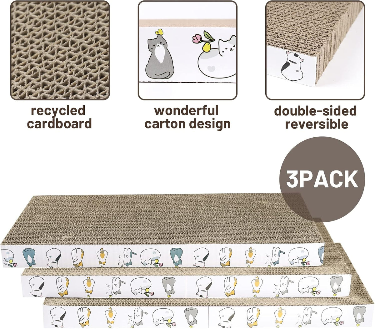 PatiencET Cat Scratch Pad with Box - Flat - 3 Pack - image 2
