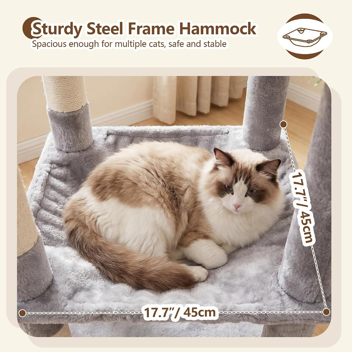 Heybly 53.1" Corner Cat Tree for Large Cats - Light Gray / 53 inch - image 3