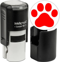 MaxMark round self-inking paw emoji stamp with blue ink - view 3