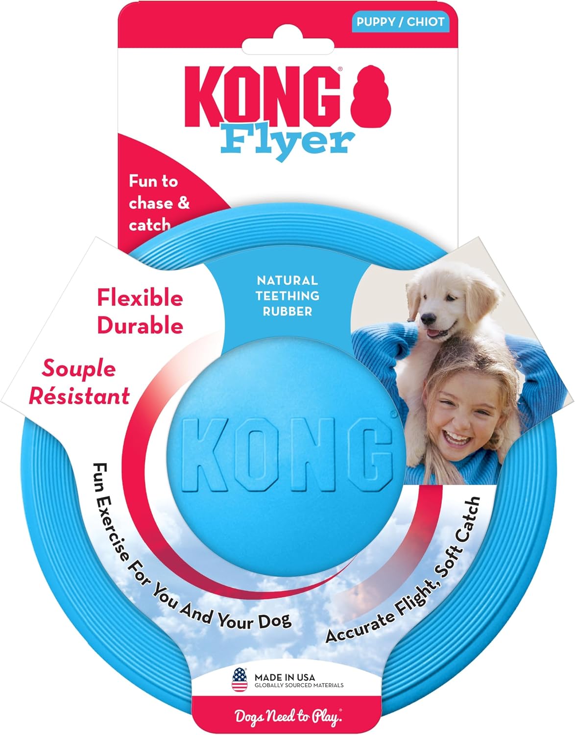 KONG Puppy Flyer, Soft Rubber Flying Disc Toy, for Small Puppies - Blue - image 2