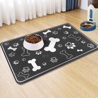 Dog Cat Food Mat, Rapid Absorbent Pet Feeding Mat - 24"L x 16"W / Square Black