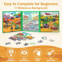 SYNARRY magnetic dinosaur puzzle book with three colorful dinosaur scenes - view 29