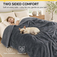 Waterproof Pet Blanket, Liquid Pee Proof Dog Blanket for Sofa Bed Couch, Reversible Sherpa Fleece - S (40" x28") / Dark Gray-thicken - image 3