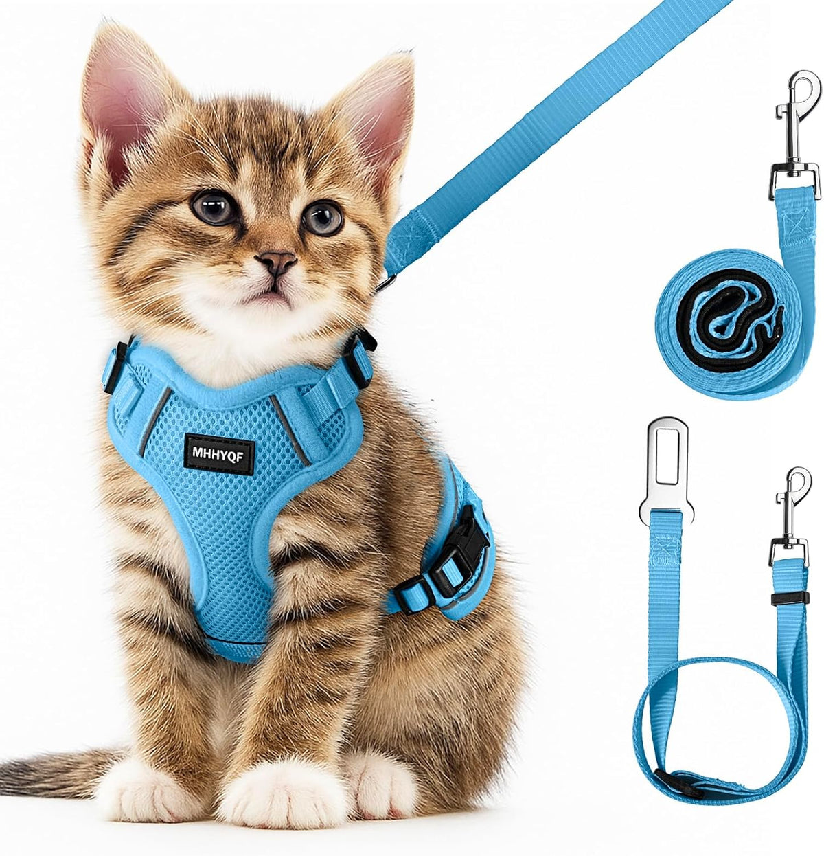 Cat Harness and Leash Set, Adjustable Cat Vest Harnesses – Essentials for Cats - Blue / X-Small