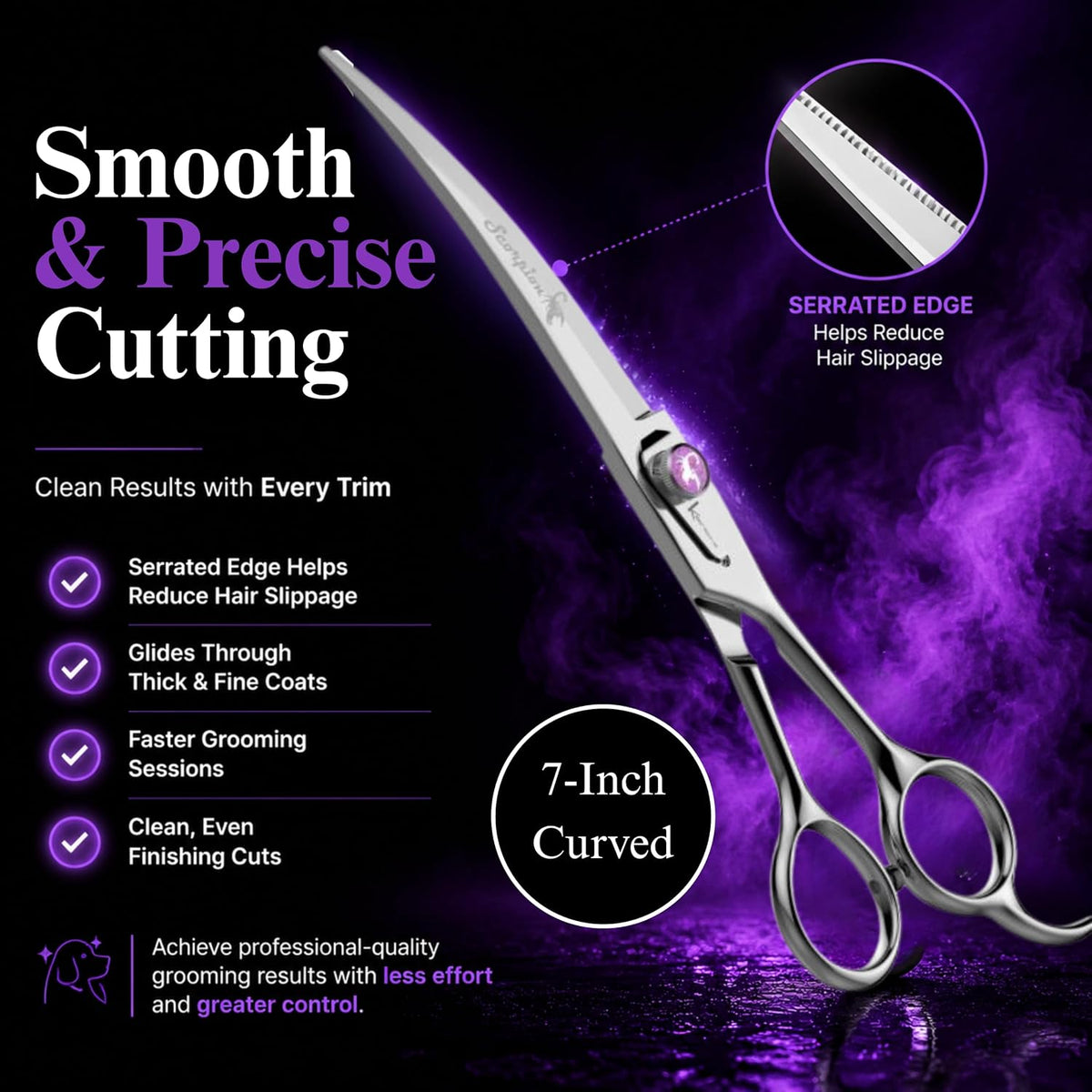 Kenchii Scorpion Dog Grooming Scissors 7in Curved - 7" Curved - image 3