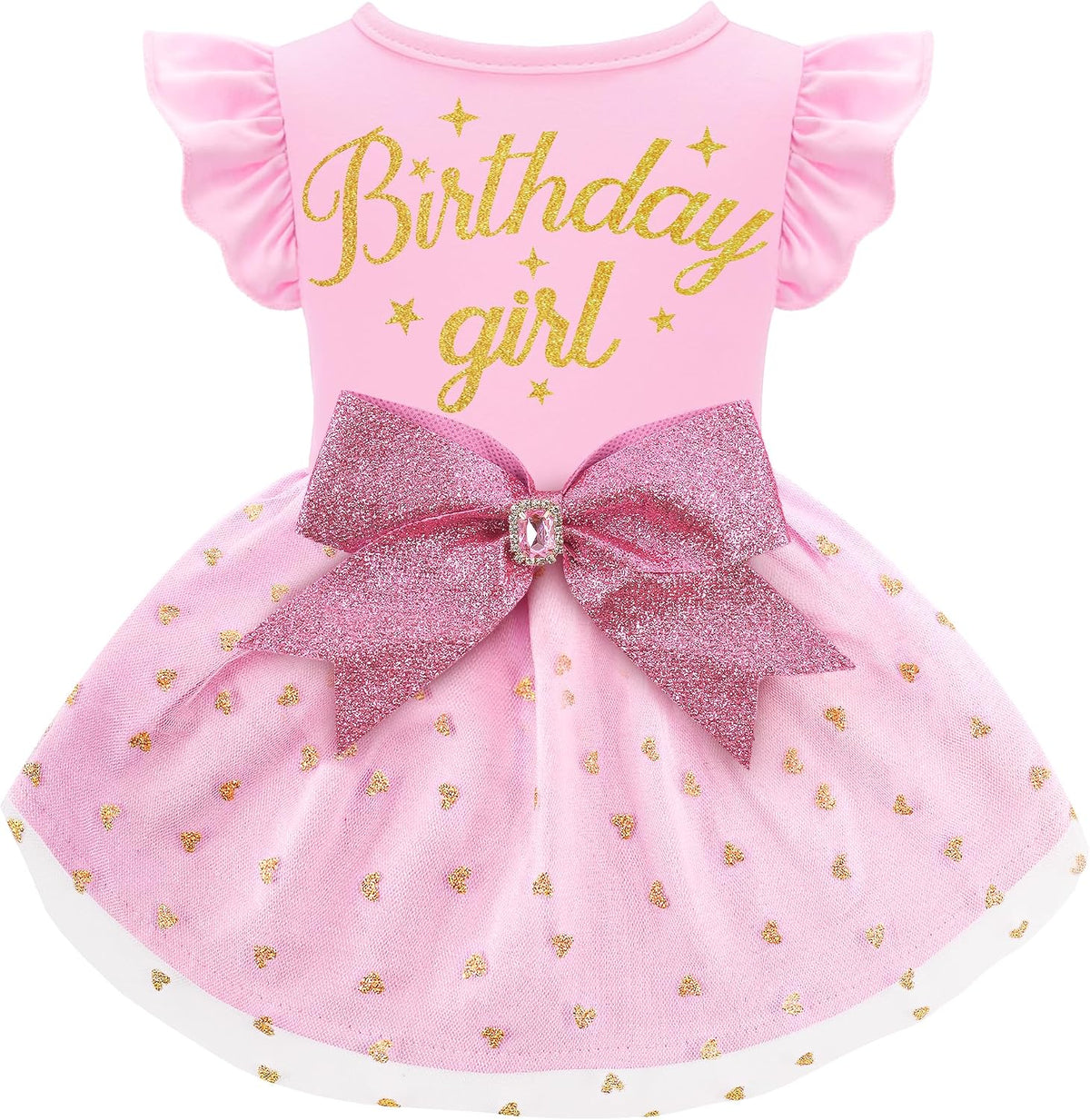 Dog Halloween Outfit Adorable Ruffle Dog Halloween Dress with Elegant - Birthday Girl / S (Back: 12.2",Chest: 14"-16")