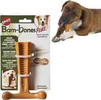 SPOT Bam-Bones Plus T-Bone Dog Chew - Peanut Butter / Medium