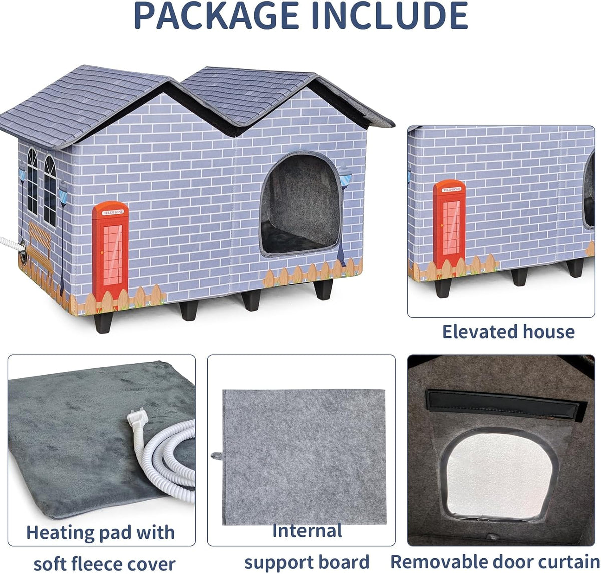 NAMOTEK Elevated Heated Cat Houses for Indoor/Outdoor Cats - L(23" x 13" x 18") - image 2