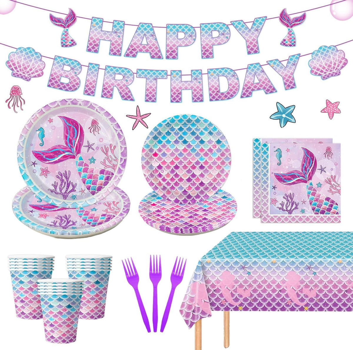 122Pcs Mermaid Birthday Party Decorations Set Mermaid Party Supplies
