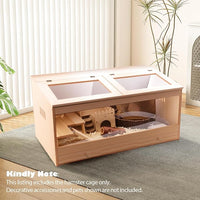 Wooden Hamster Cage with Pull-Out Tray, Small Animal Habitat with Double Skylight Doors for Gerbil, Mouse, Guinea Pig, Rat, No Accessories (31.5" L x 15.7" W x 15.7" H)