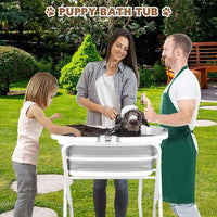 YUEPET Elevated Collapsible Dog Bathtub, Portable Shower Tub with Safety Collar, Foldable Dog Washing Station for Bathing and Grooming for Puppies Medium Dogs Cats Pets