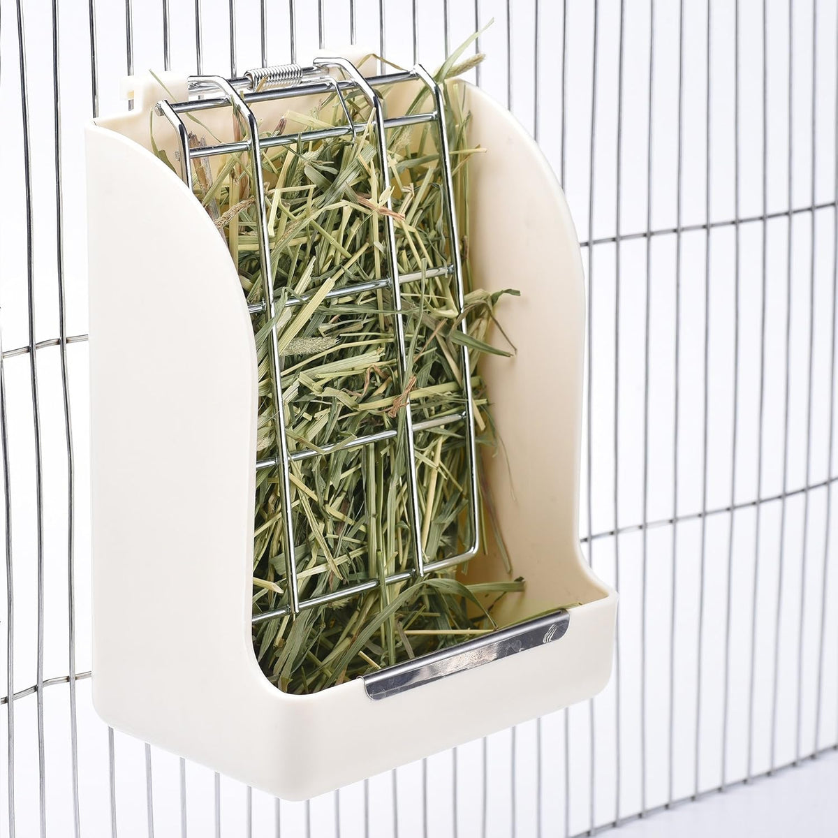 CalPalmy Hay Feeder for Rabbits, Guinea Pigs, and Chinchillas - 5 1/2" x 3" x 7 3/8" (1-Pack) / White - image 4