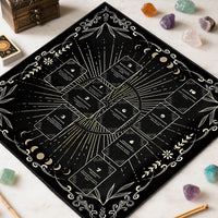 Knana white velvet tarot cloth with Celtic cross and moon design - view 5