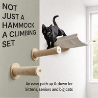 Large Cat Wall Hammock with 2 Climbing Steps – 21" Wall-Mounted Bed for Big Cats