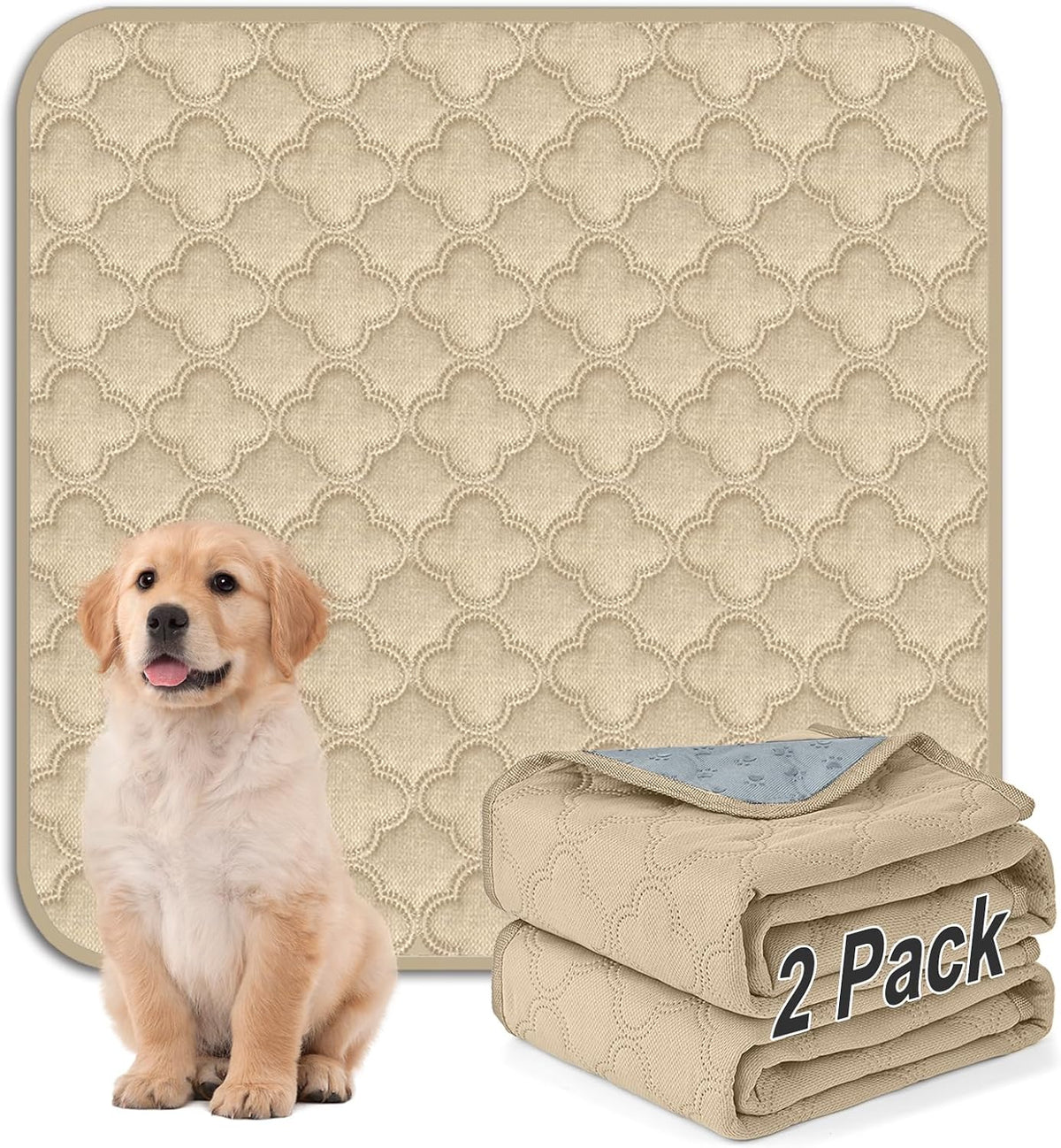 FunFurry Washable Pee Pads for Dogs - Cream / 36" X 36" - 2 Pack