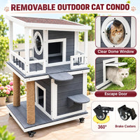2-Layer Outdoor Cat House with Soft Mat - Grey White - image 3